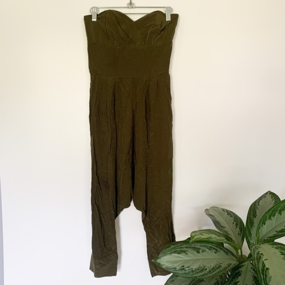 Ted Baker Green Silk Strapless Jumpsuit sz 1